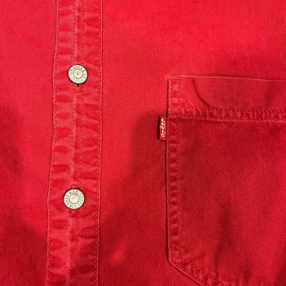 Vintage Red Denim Levi Button Down Shirt - Picture 3 of 5